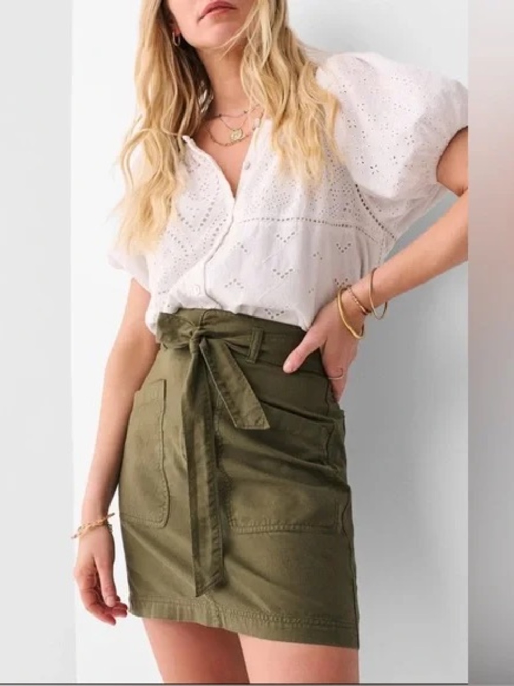 Faherty Women's Palos Verdes Linen Blend Skirt In Military Olive